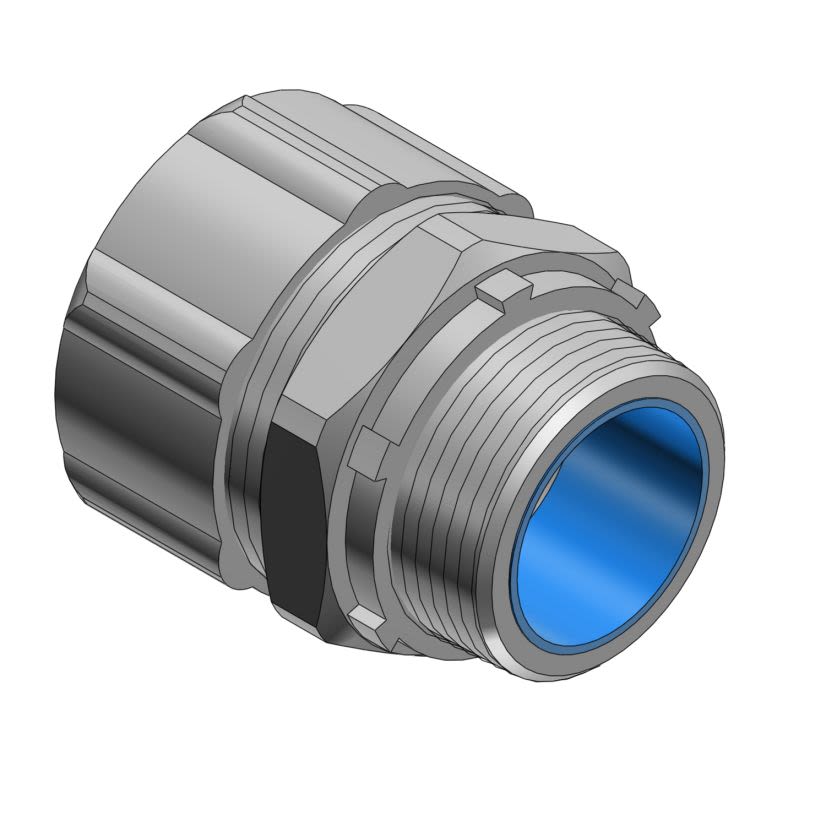 T&B® 5333 Insulated Straight Liquidtight Conduit Connector, 3/4 in Trade, Steel, Electro-Plated Zinc/Chromate Coated